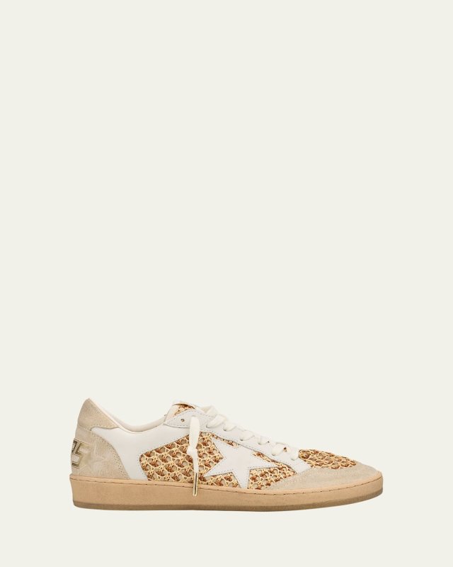 Ballstar Raffia Net Leather Low-Top Sneakers